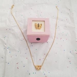 June birthday- Gold butterfly necklace